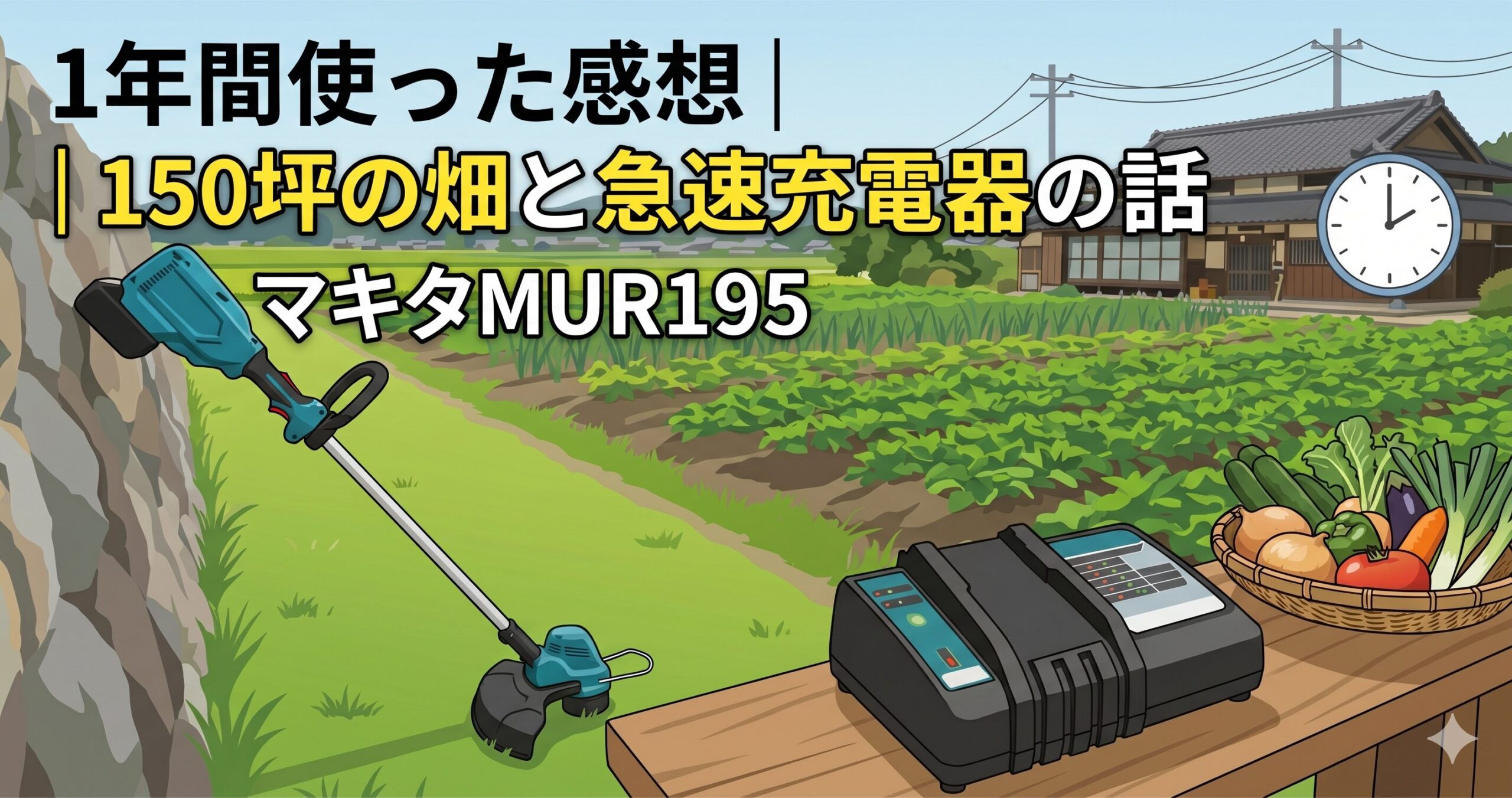 マキタMUR195を1年間使った感想｜150坪の畑と急速充電器の話